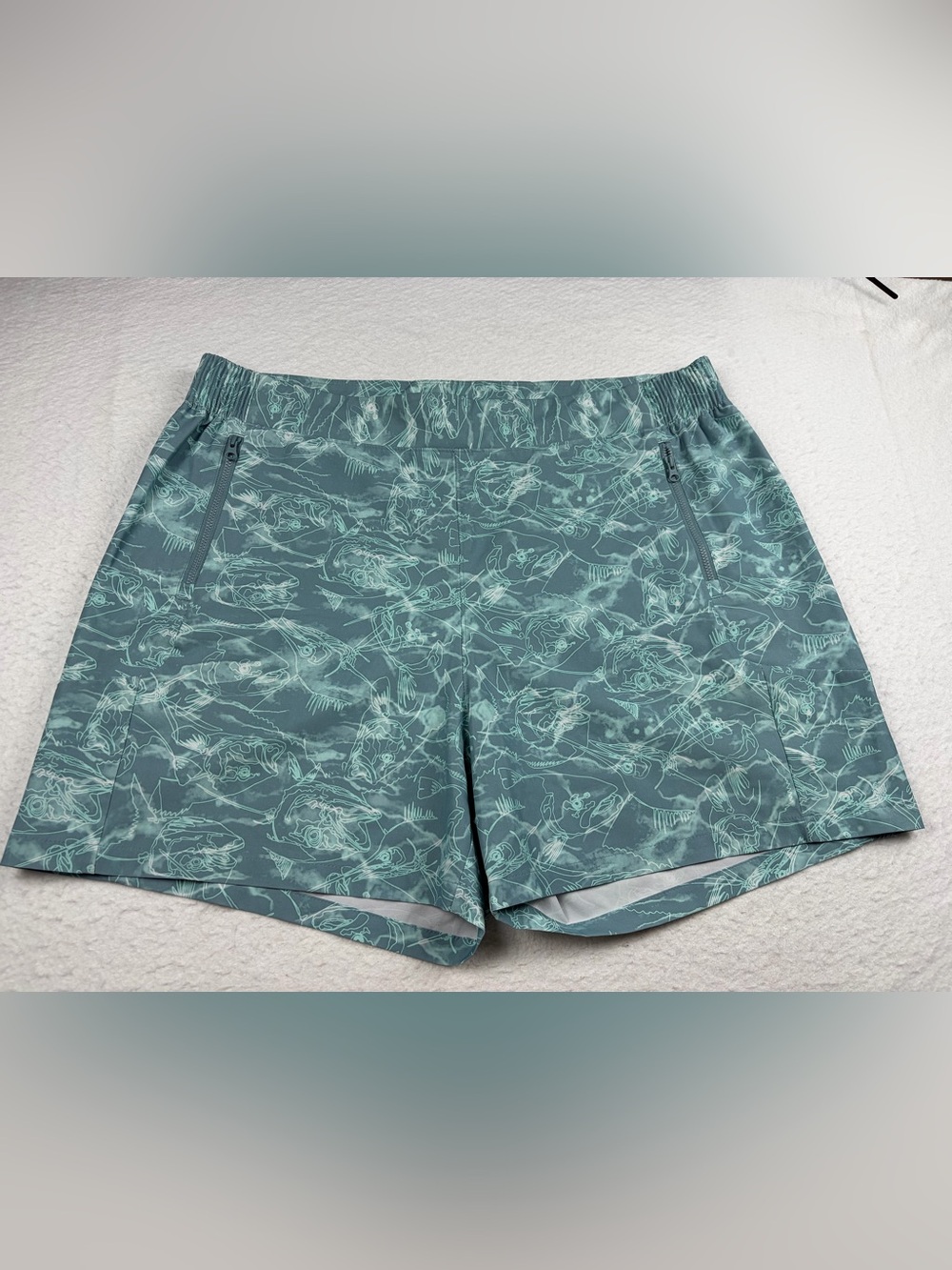 Columbia PFG Tidal II Storm Contour Fish Shorts Teal‎ Green Women's Plus Size 1X